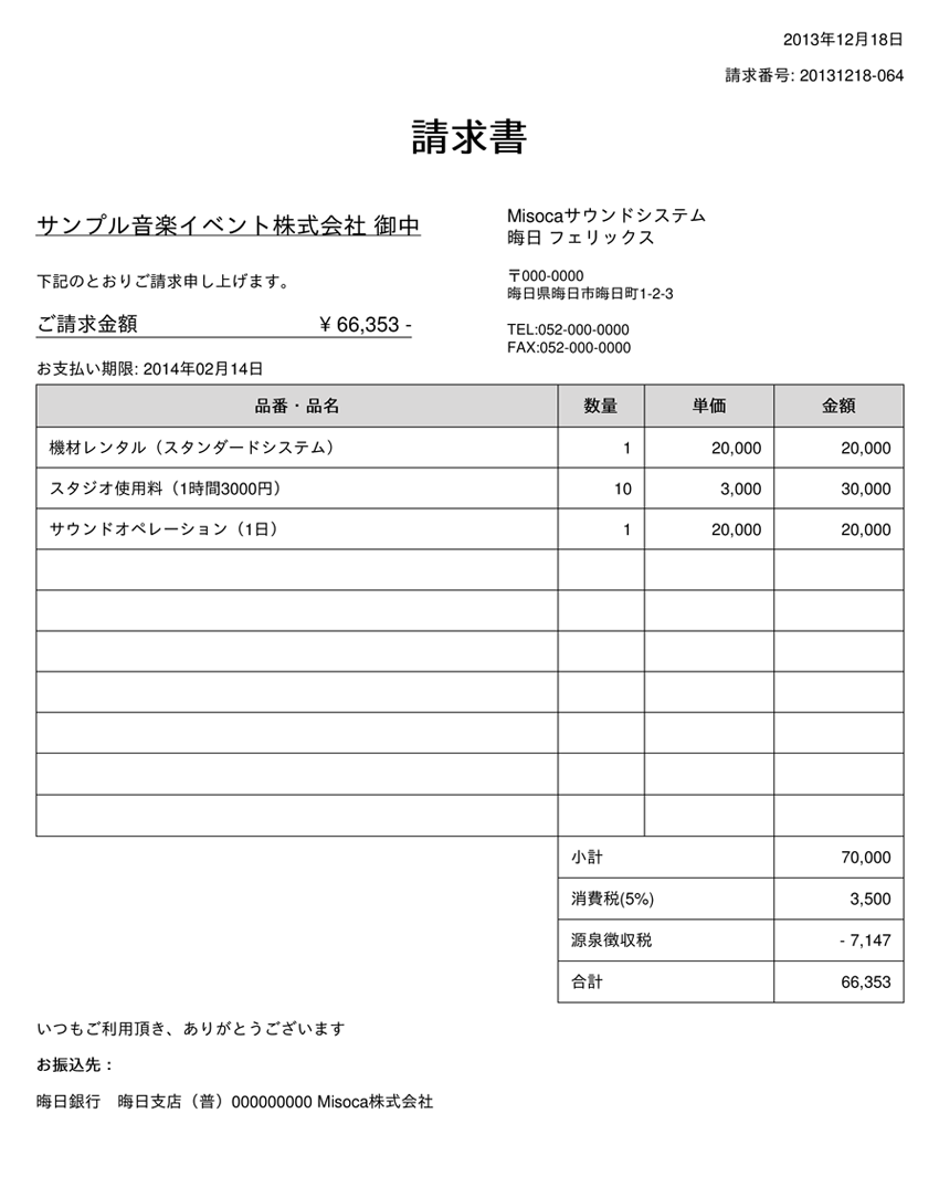 請求書の書き方 初心者でも安心 請求書作成サービス Misoca