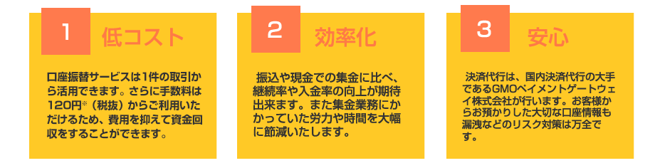 口座振替サービス３つの特長